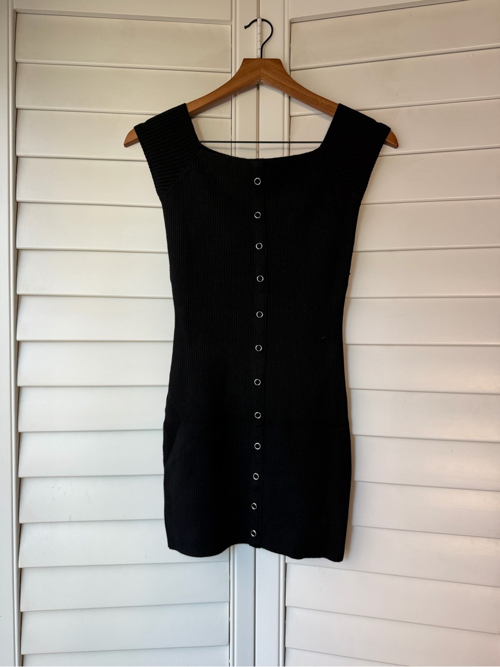 Emory Park Size S Black button up mini dress with ribbed fabric